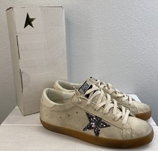 Golden Goose Super-Star Low Womens US10 EU40 Ice Gray Suede Glitter Star Sneaker