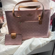 Coach Powder Pink Tote Purse and Matching Wallet New with Tags