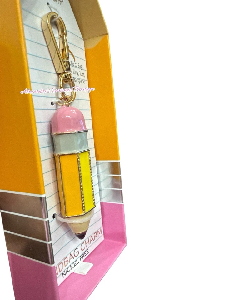 True To Form LÁPIZ GRUESO Tono Dorado Piedras de Vidrio Bolso de Maestro Dije/Llavero Nuevo Foto 4 de 4