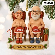 Custom Funny Couple 2D Flat Ornament Anniversary Ornament Husband Wife Gift Xmas