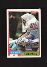 Elvin Bethea Autograph Signed 1981 Topps Houston Oilers