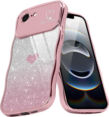 for Iphone 16E Case for Women Girls Cute Curly Wavy Frame Love Heart Glitter Bli