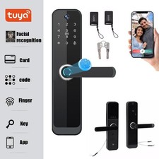 Face Recognition Tuya Wifi Smart Door Lock Visual Intercom Fingerprint NEW