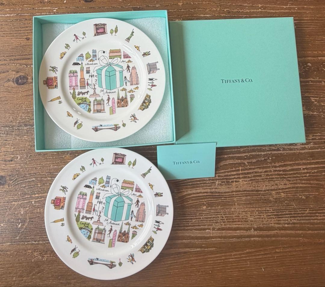Tiffany & Co. 5th Avenue Plate Set of 2 Ceramic 19cm Unused New
