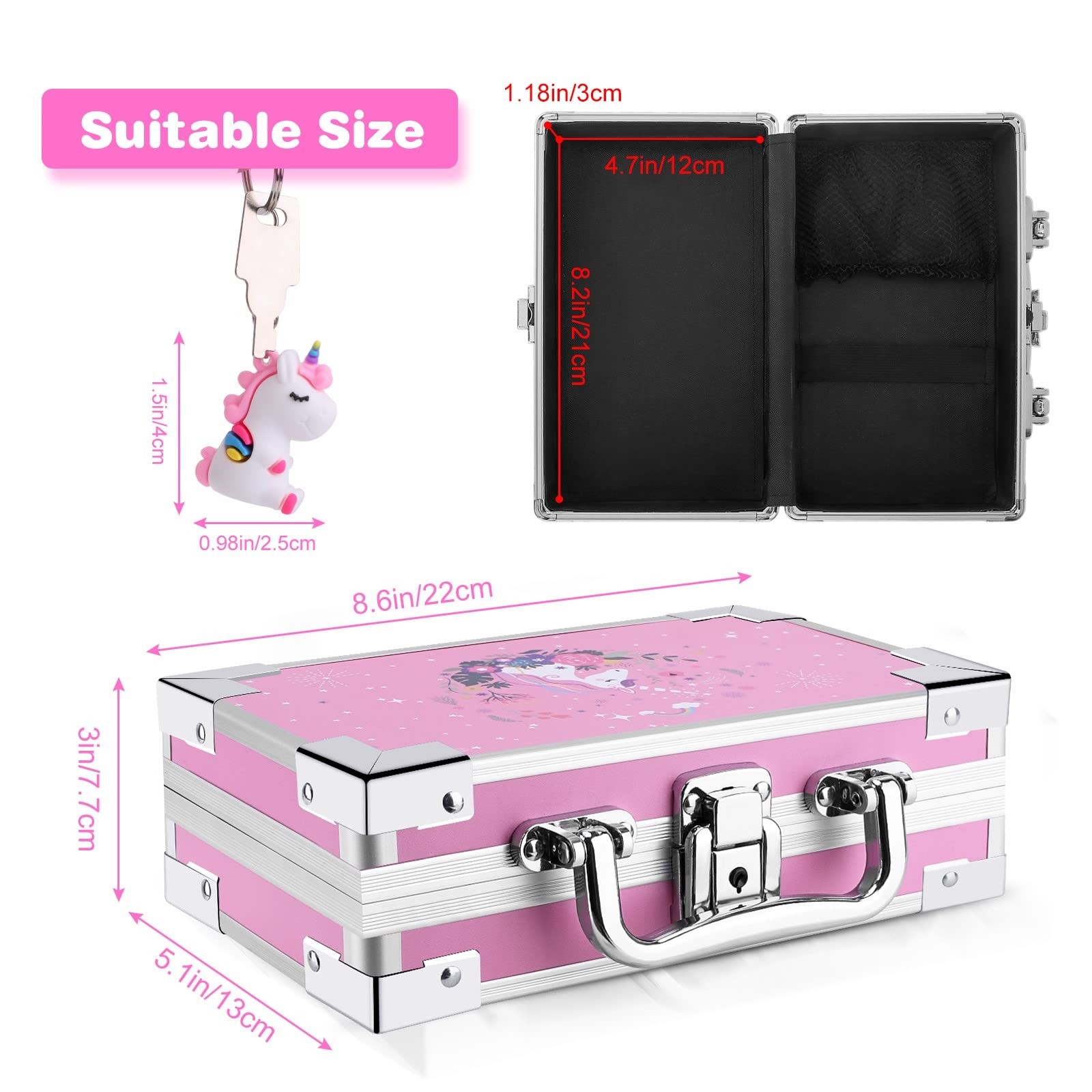 Unicorn Pencil Box for Girls Boys , Lock Box for School with Portable Handle ...