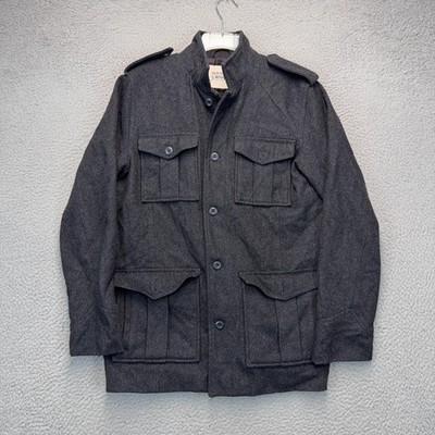 Gap Wool Jacket Mens XL Gray Button Front Lined Pockets Casual