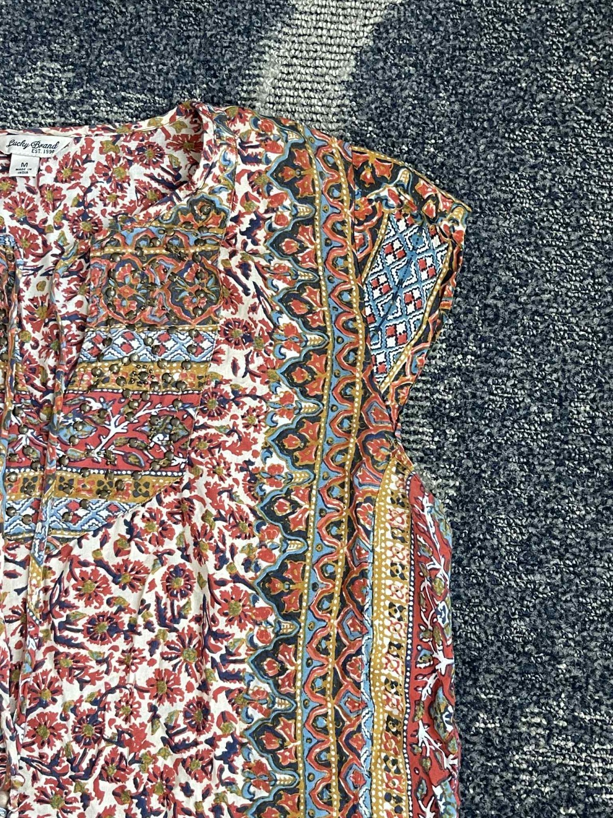 Lucky Brand Multi Colored Patterned Blouse Size M… - image 6
