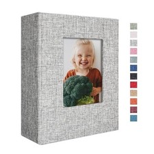 Small Photo Album 4x6 100 Photos Linen Cover Picture Book with 100 Pocket Grey