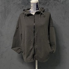 Free People Movement Full Zip Hoodie Sweatshirt Womens M Gray Round Hem Pockets