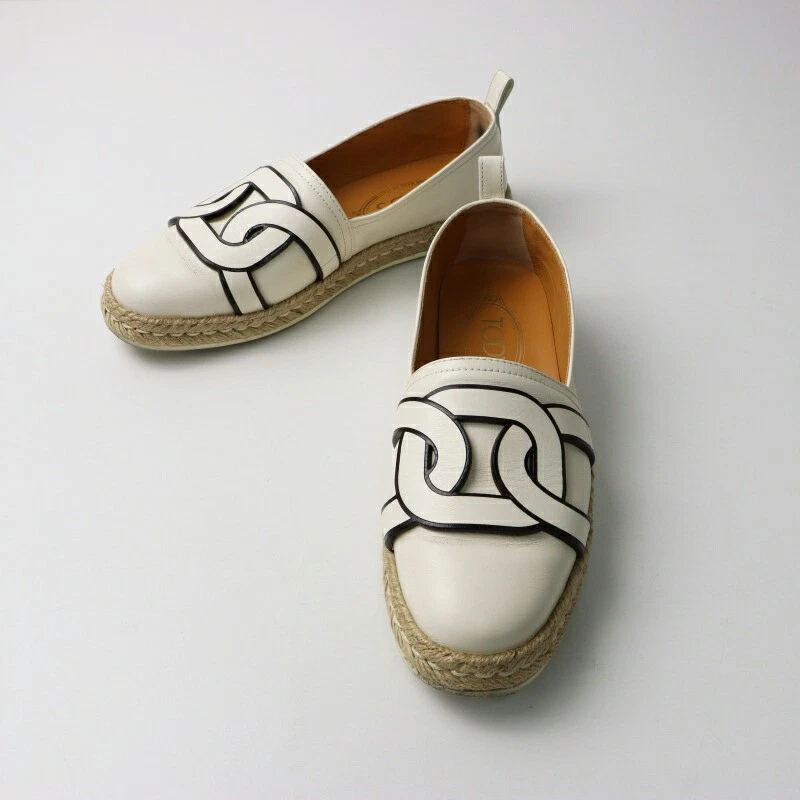 TOD’S Scarpe slip on in pelle espadrillas TOD'S KATE a tempo limitato motivo catena 36 (23 cm)