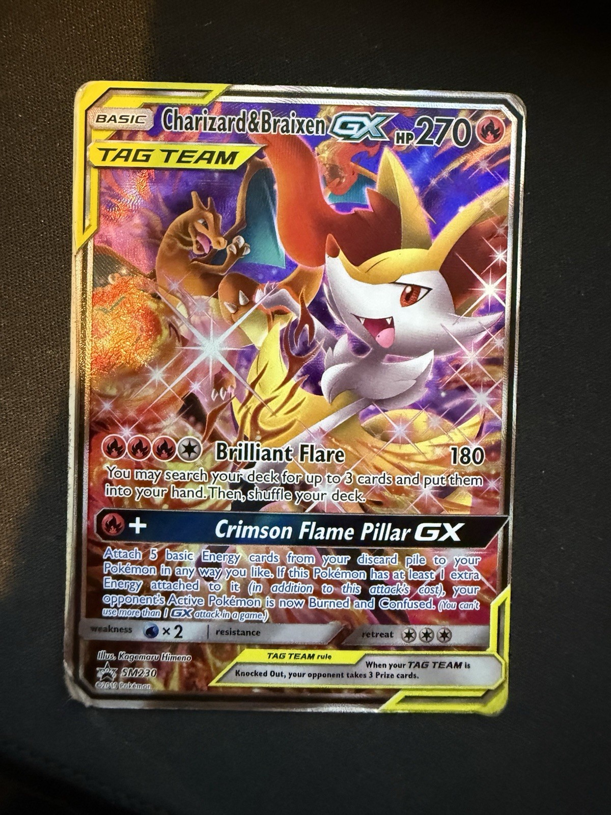 Charizard & Braixen GX  Tag Team Black Star Promo SM230 TCG Pokemon