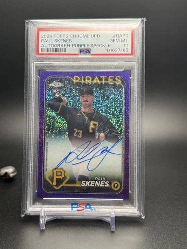 2024 Topps Chrome Update RC Auto Purple Speckle /299 Paul Skenes #RA-PS PSA 10