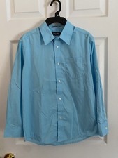 Chaps Boys Long Sleeve School Uniform Blue Button Up Size 12