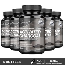 Organic Activated Charcoal Capsules 1200mg - Highly Absorbent, Detox Cleanse