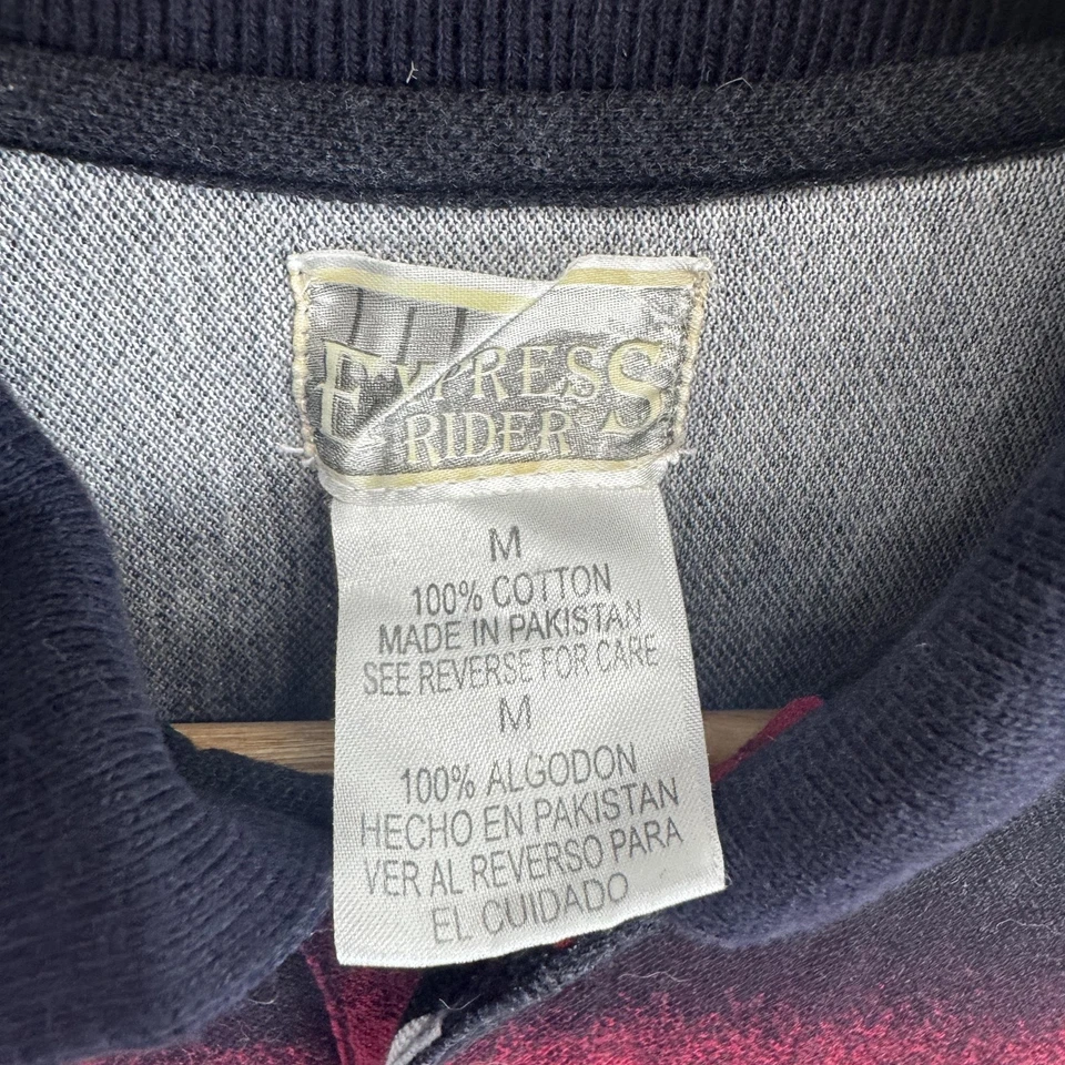 Camisa Polo Express Riders Para Hombre Mediana Negra Roja Gráfica Llama 100% Algodón Foto 2 de 4