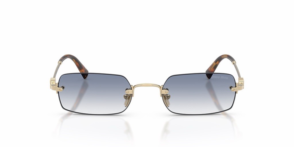 MIU MIU MU B50S ZVN80O Pale Gold Light Blue Lens Rimless
