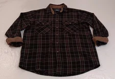 High Sierra Men's Medium Black/Red/Tan   Flannel Shirt Long-Sleeve Button-Down