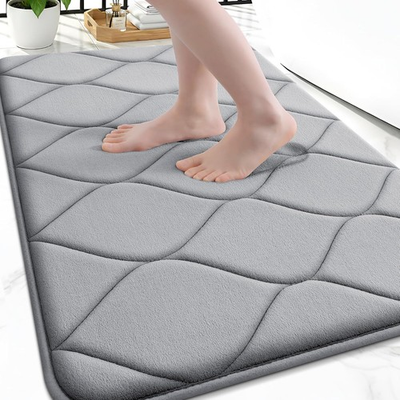 #ad Memory Foam Bath Mat 30x20 Non Slip Absorbent Quick Dry Bathroom Rug Gray $23.68