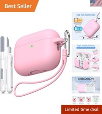Stylish Shock-Absorbing Case for AirPods Pro 3 - Pink with Lanyard Included