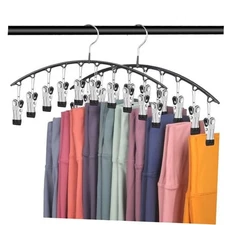Legging Organizer for Closet, Pants Hangers with Clips Holds 20 Leggings, Black