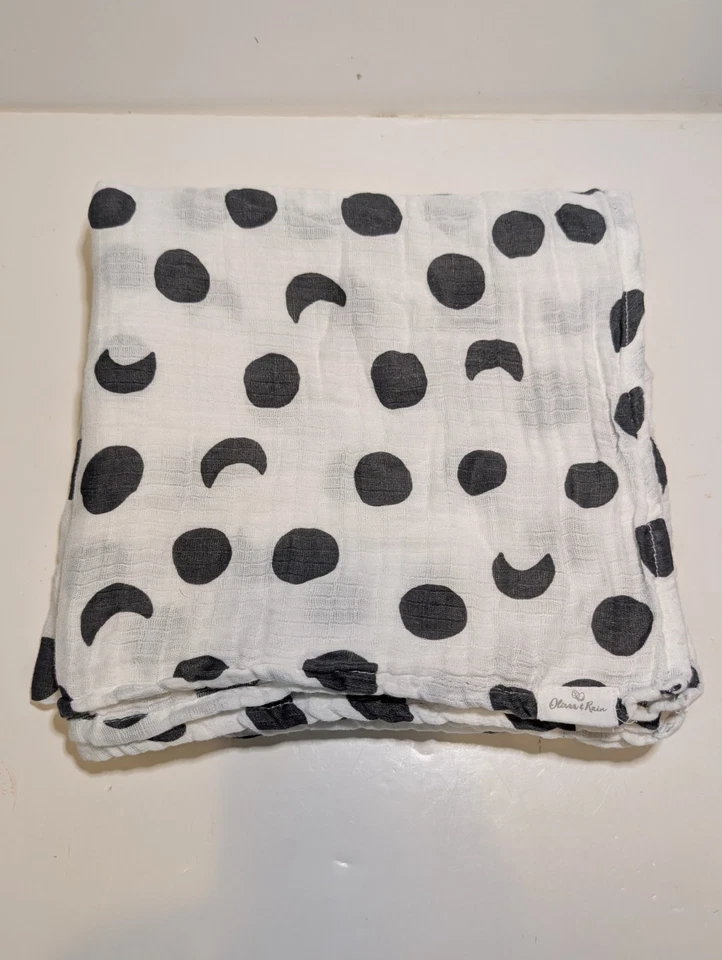 Oliver & Rain Muslin Baby Swaddle Blanket Organic Cotton Black White NWOT - Image 2 of 4