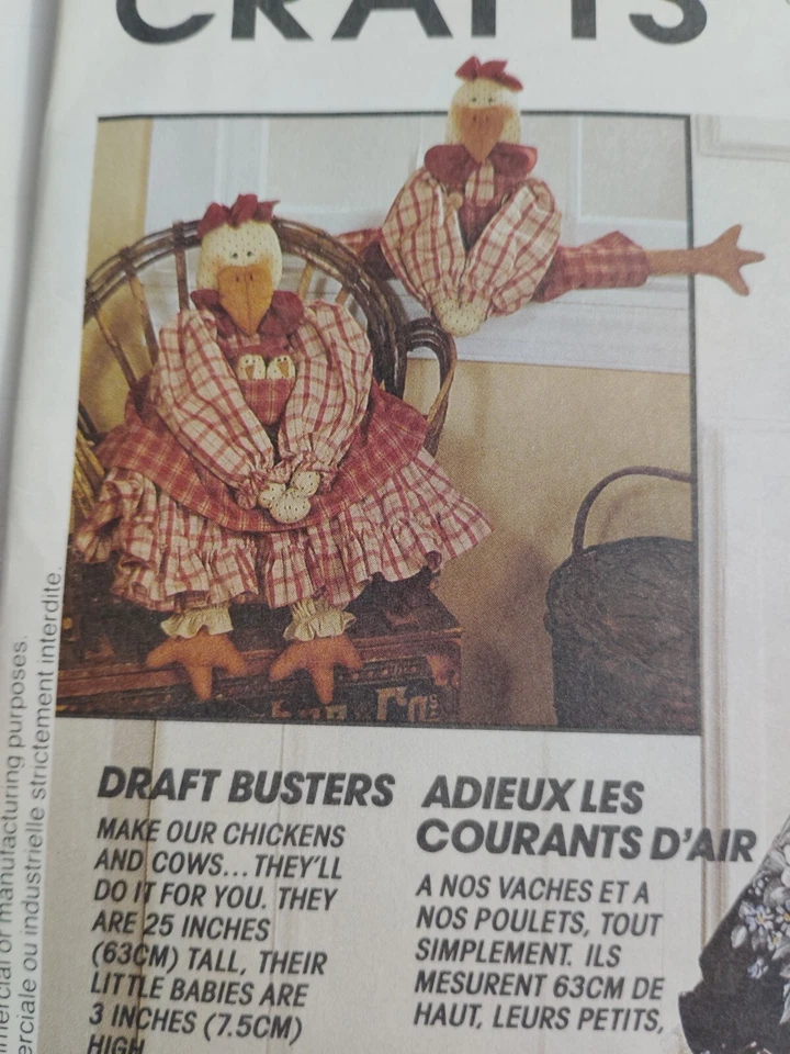 Draft Door Busters 25" McCalls 6562 Craft Sewing Pattern McCall's Chicken Cow FF - Image 3 of 4