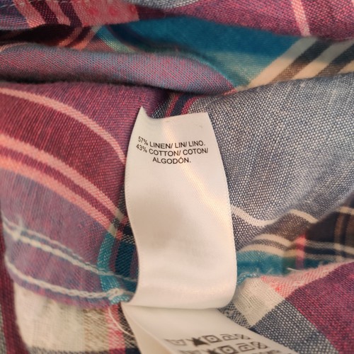 Lucky Brand kariertes Herrenhemd 4XLT 4XL groß Leinenmischung Kurzarm Knopfleiste - Bild 10 von 10