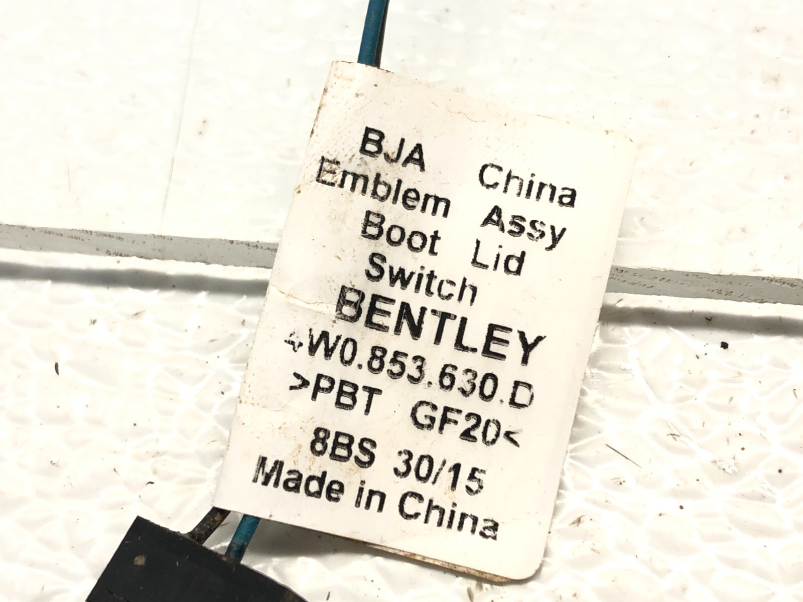 2014-2018 BENTLEY FLYING SPUR REAR LIFTGATE TRUNK LID WIRE HARNESS OEM