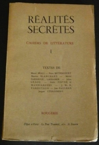 Réalités Secrètes - cahiers trimestriels de littérature | Bon état
