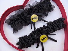 New Handmade Batman Wedding Garter Yellow Black Prom Superhero Garter