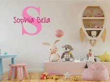 Custom Name and Initial Nursery Baby Boy Wall Decal Vinyl Sticker