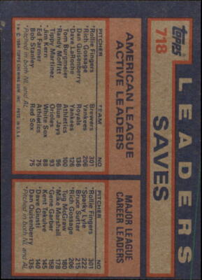 1984 Topps #718 Fingers Goose Quis LL | eBay