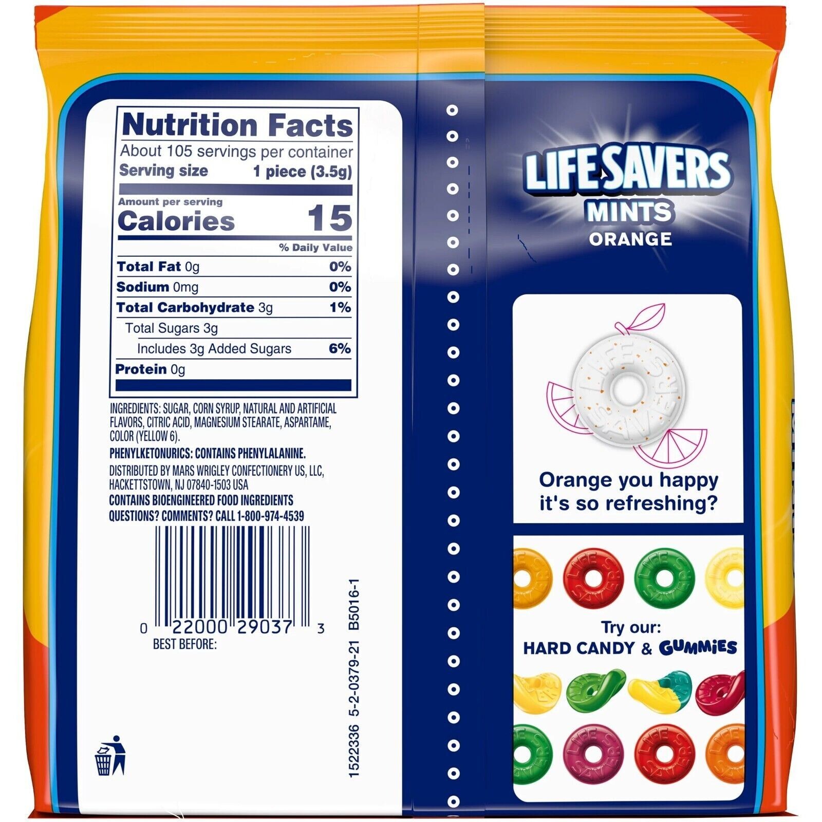 Life Savers Orange Breath Mint Hard Candy, Sharing Size 13 oz Bag