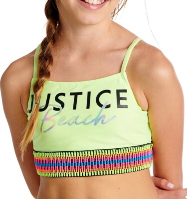 Inlzdz Enfant Fille Maillot de Bain 2 Pièces Ensemble Bikini Tankini Couleur Unie Swimwear 8-15