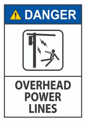 Gefahr Oberleitungen elektrische Gefahrenwarnschild Aufkleber 160 mm x 125 mm
