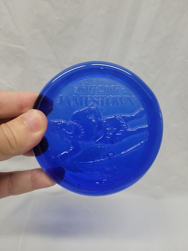 JAMESTOWN VA glass paperweight 2007 cobalt blue 4 inch # 4941 - Picture 4 of 20
