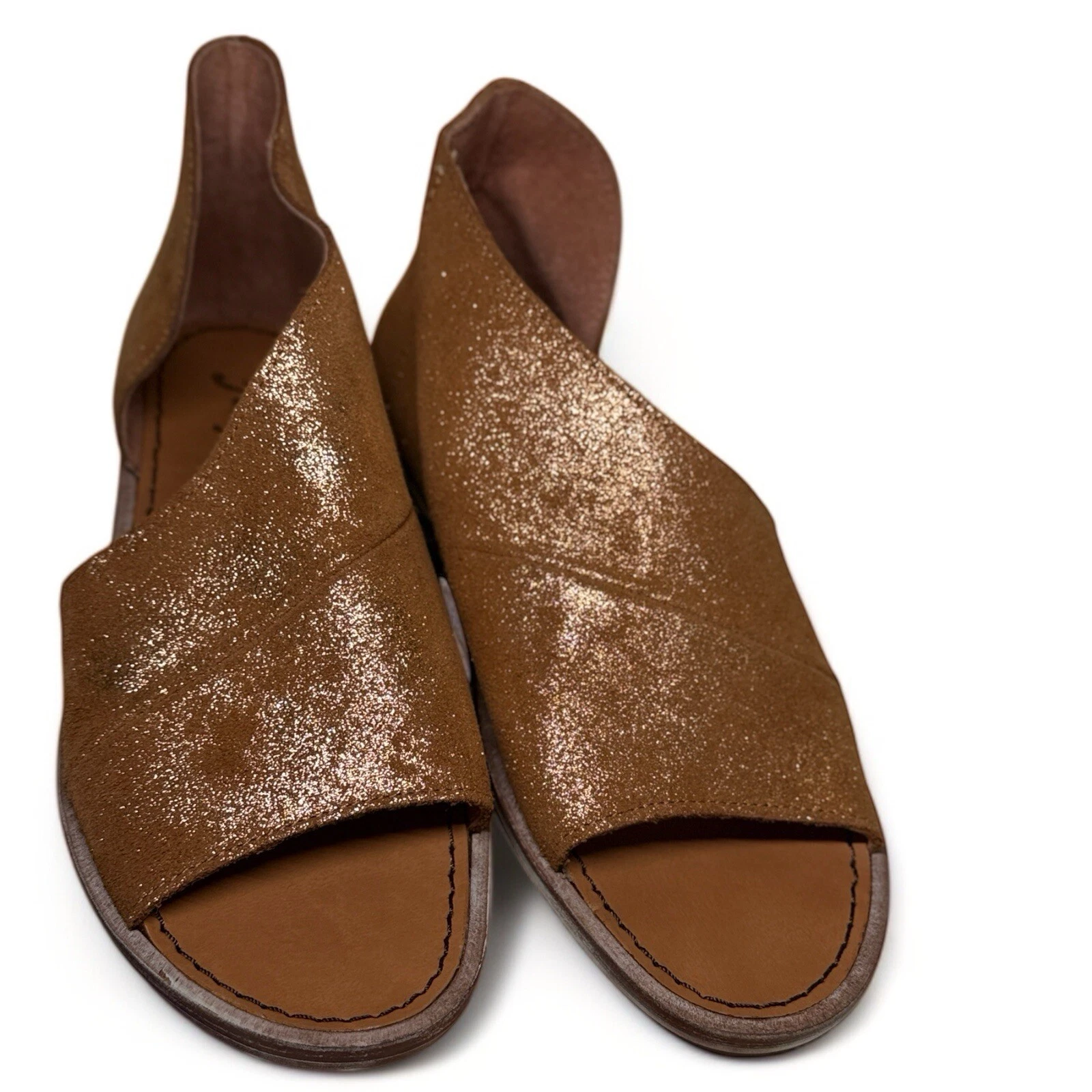 MBT Free People Mont Blanc D'Orsay sandalo donna taglia 37 6 5 US pelle bronzo NUOVO