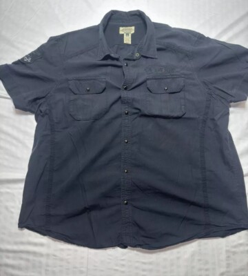 American Rag Short Sleeve Button Up Shirt Men Size XXL Black