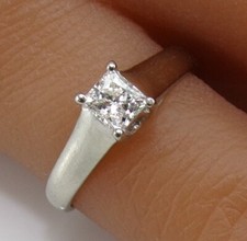 14K White Gold Princess Cut Diamond Solitaire Engagement Ring Size 6 LMC2