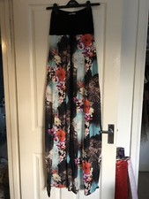 Miso Ladies Black Multi Floral Long Maxi Dress Size UK 10 Strapless