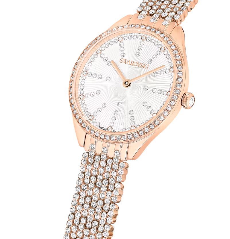 Swarovski watch Swiss Made, Full pavé Crystal bracelet, Rose gold