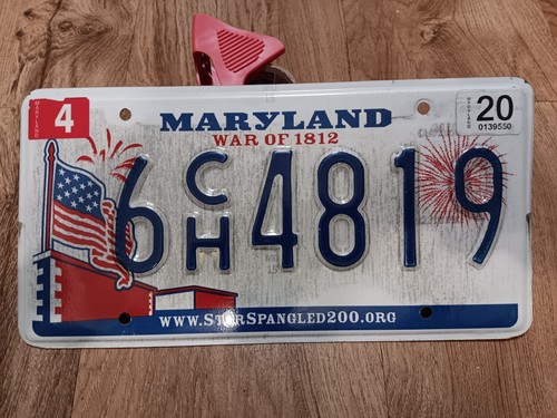 Maryland Car License Plate - War of 1812 - 6 CH 4819, 2000