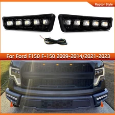 Pair For Ford F150 F-150 Raptor Style Bumper LED DRL Fog Lights Turn Signal Lamp