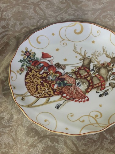 Williams Sonoma Twas The Night Before Christmas Dinner Plate -Santa w/Sleigh! - Picture 3 of 6