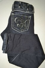 Miss Me Women's Skinny Embellished Thick Stitch Black Jeans Sz 26x31