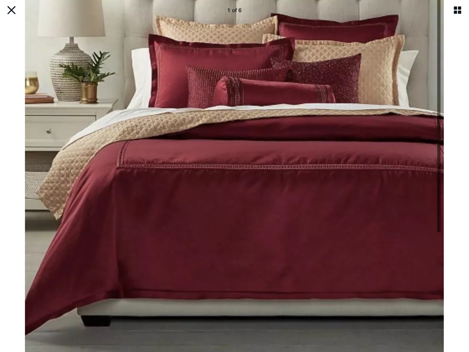 Hotel Collection King Duvet Cover Luxe Border Solid Embellished Red