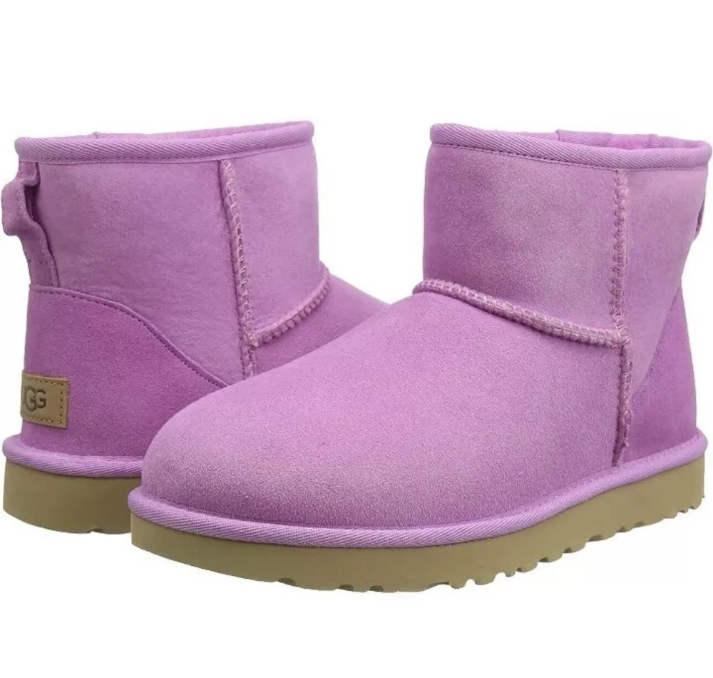 UGG Boots Women's Size 5 6 7 New Classic Mini II Suede Wildflower Shearling