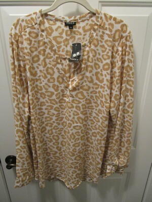 TORRID WHITE LEOPARD L/S GEORGETTE BLOUSE TOP SIZE 2 (2X/ 18-20)  NEW