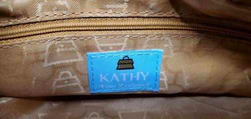Kathy Van Zeeland Teal & Brown Brocade Fabric Purse With Vinyl Leather Look Trim - Picture 7 of 13