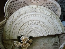 HUGE SHABBY ARCHITECTURAL HEADER PEDIMENT FOR OVER A DOORWAY OR MIRROR